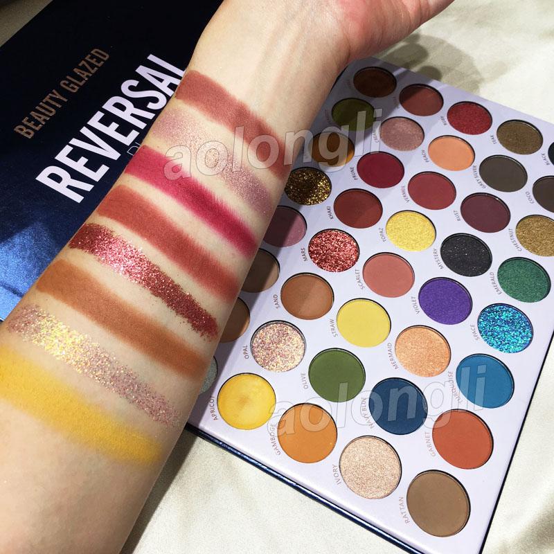 Beauty Glazed Reversal Planet Eyeshadow Palette featuring 40 vibrant colors in various finishes including matte, shimmer, and glitter.