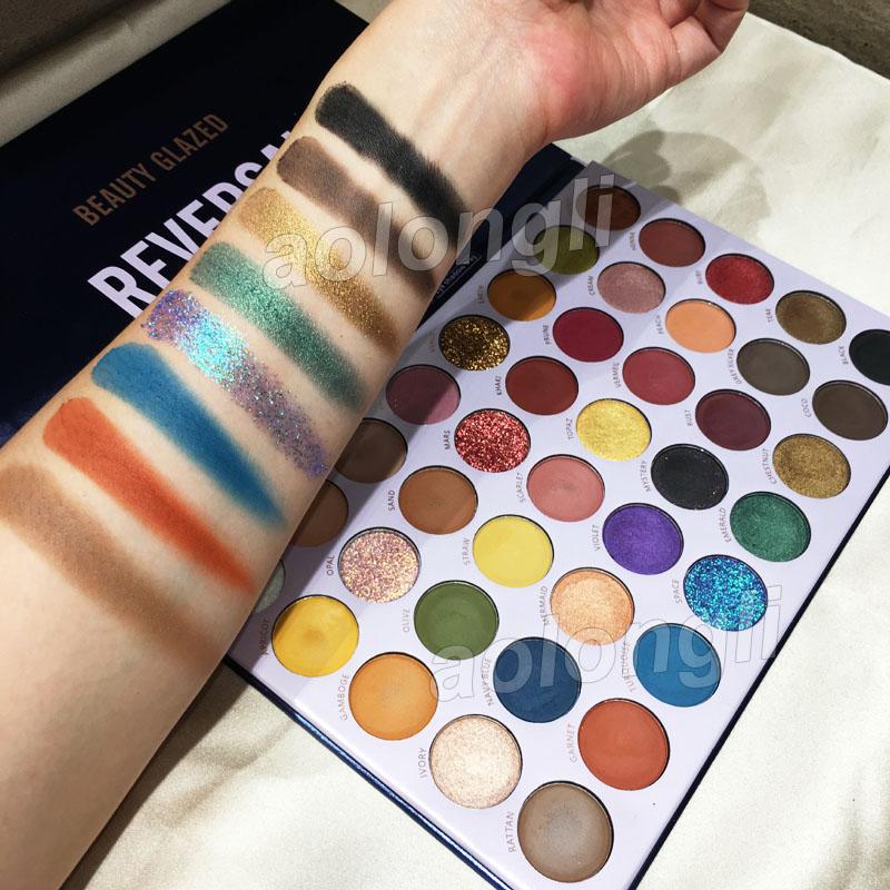 Beauty Glazed Reversal Planet Eyeshadow Palette featuring 40 vibrant colors in various finishes including matte, shimmer, and glitter.