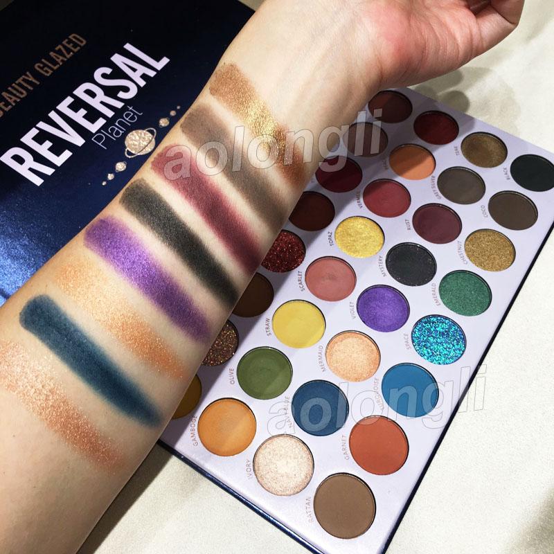 Beauty Glazed Reversal Planet Eyeshadow Palette featuring 40 vibrant colors in various finishes including matte, shimmer, and glitter.