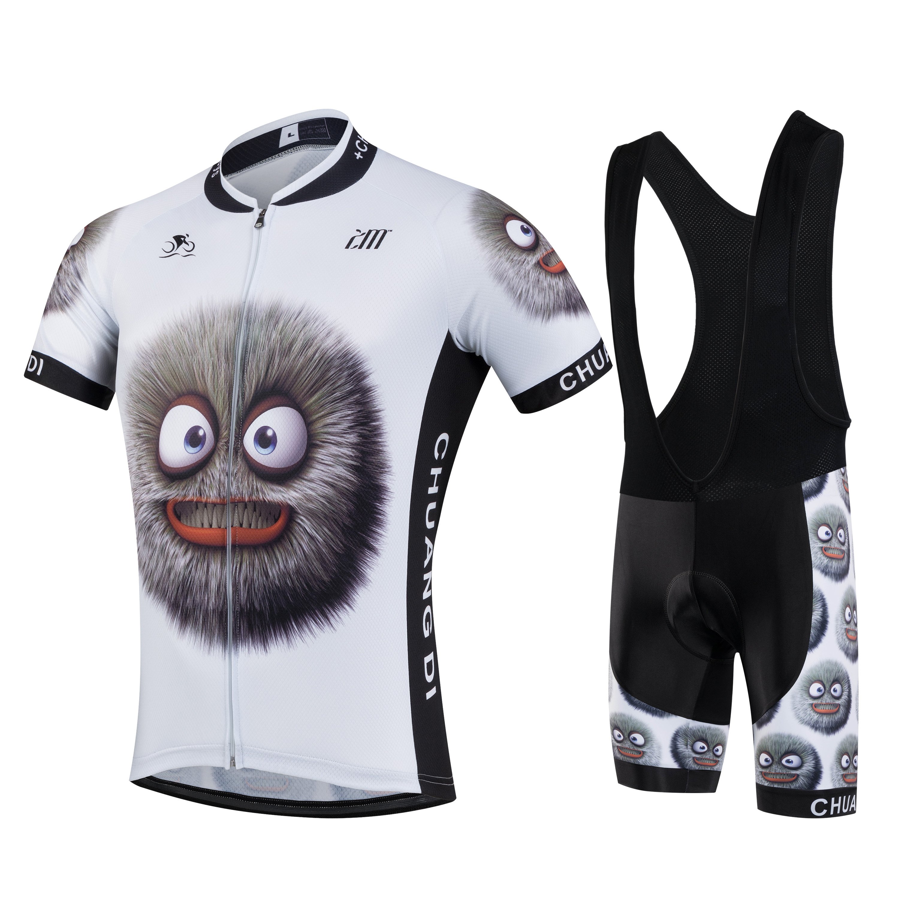 Man Funny Cartoon Sports Cycling Jersey featuring a vibrant cartoon design, made from breathable polyester fabric, ideal for cycling enthusiasts.