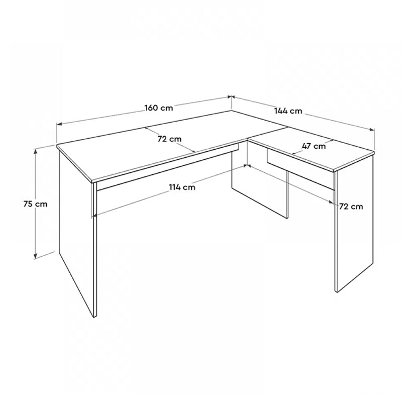 ALINA Anthracite Manager Office Desk with a reversible corner design, featuring two cable slots and a spacious surface area.