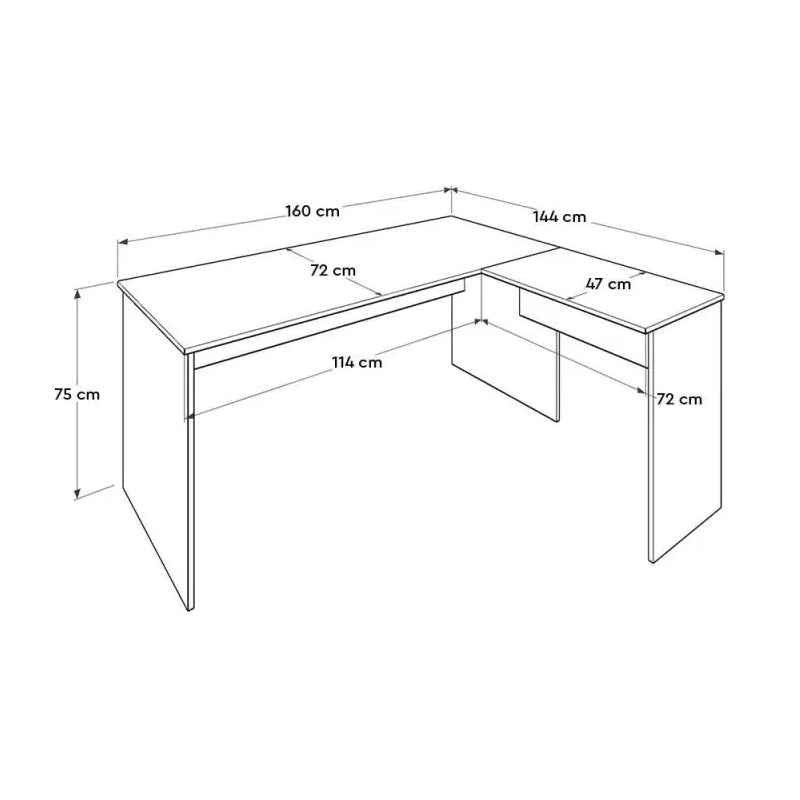 ALINA White Manager Office Desk with reversible corner design, spacious surface, and cable management slots.