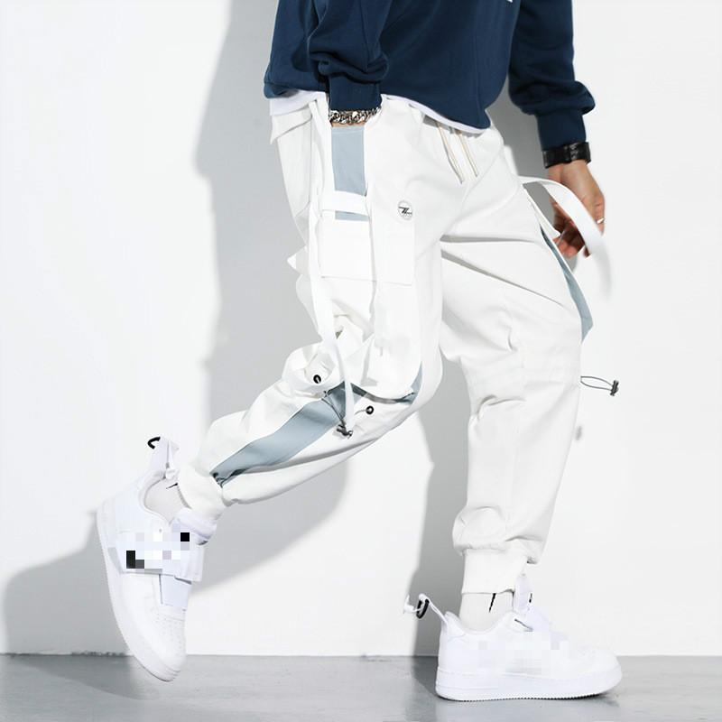 MarchWind Men's Cargo Pants featuring multiple pockets and a trendy letter pattern, perfect for streetwear.