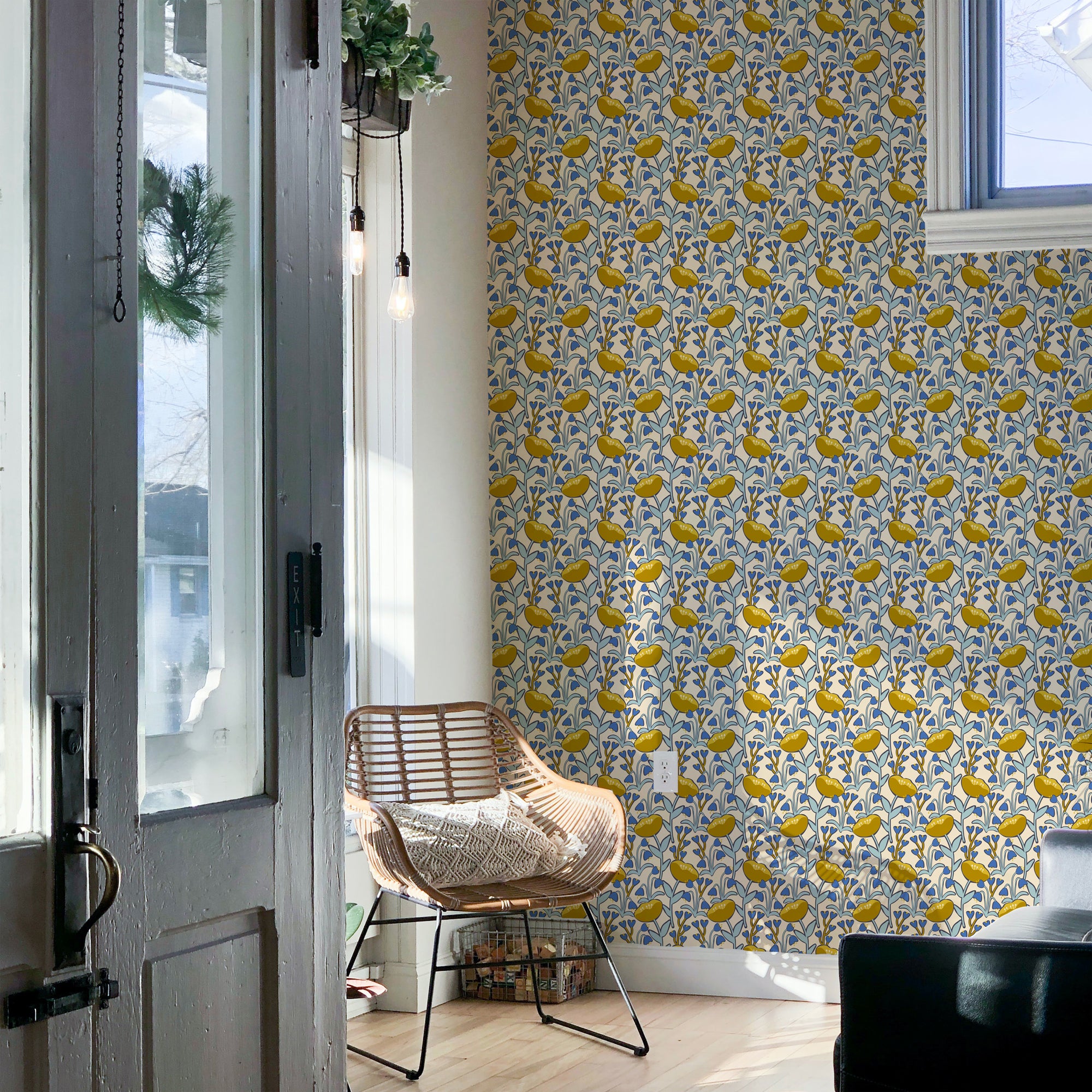 Marigold in Bloom Wallpaper featuring vibrant floral design, perfect for home decor.