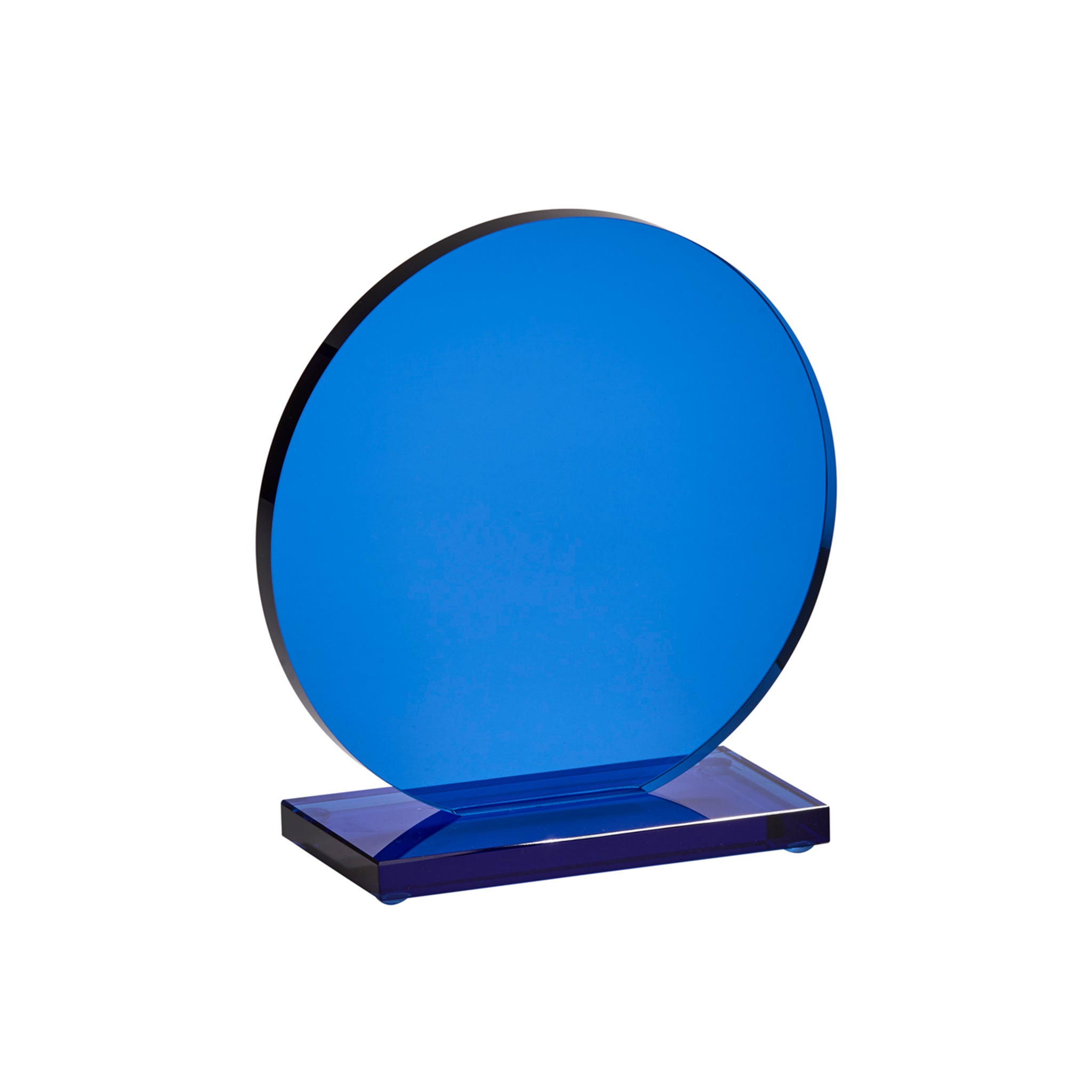 Medium Cobalt Orb Trophy, 6 inches tall, showcasing a sleek design and vibrant cobalt blue color, perfect for awards and recognition.