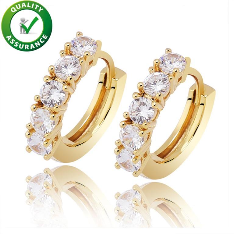 Luxury designer hoop earrings featuring dazzling cubic zirconia stones, available in gold and silver, perfect for men and women.