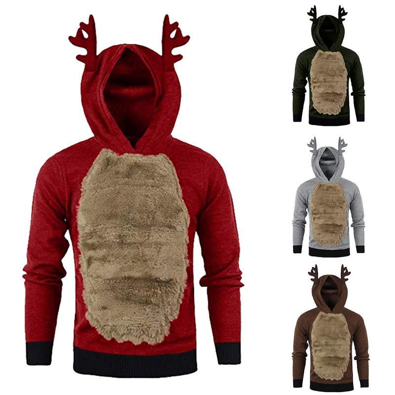 Men's sweater featuring a funny elk ear design, perfect for Christmas celebrations.