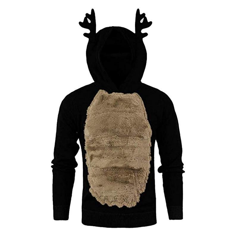 Men's sweater featuring a funny elk ear design, perfect for Christmas celebrations.