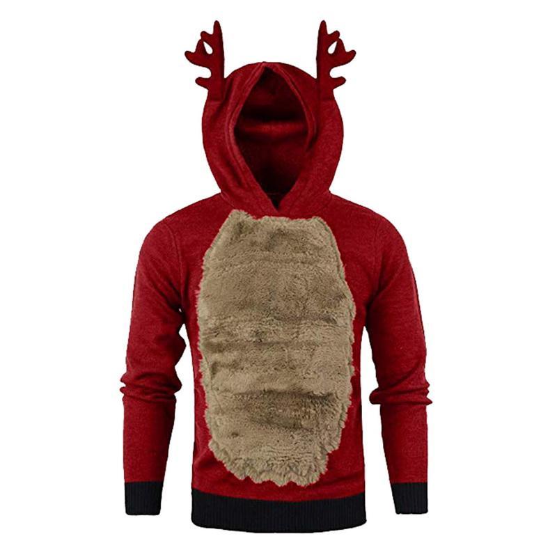 Men's sweater featuring a funny elk ear design, perfect for Christmas celebrations.