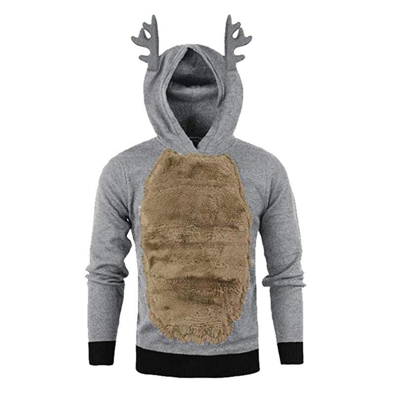 Men's sweater featuring a funny elk ear design, perfect for Christmas celebrations.