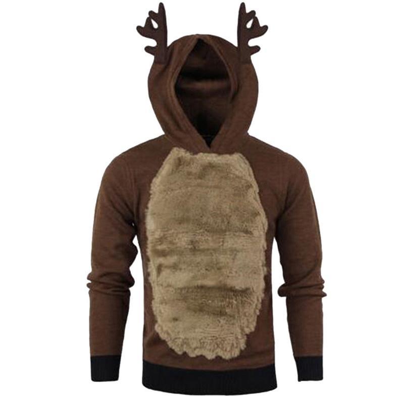 Men's sweater featuring a funny elk ear design, perfect for Christmas celebrations.