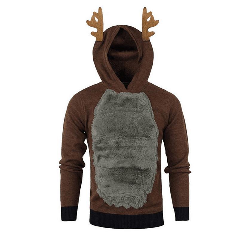 Kawaii Elk Cosplay Hoodie for Men and Women, featuring a festive design perfect for Christmas celebrations.