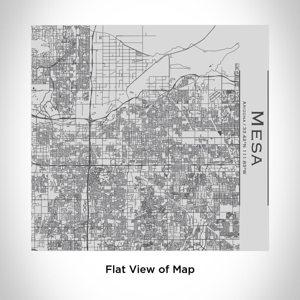 Custom engraved stainless steel tumbler featuring a detailed map of Mesa, Arizona with coordinates.