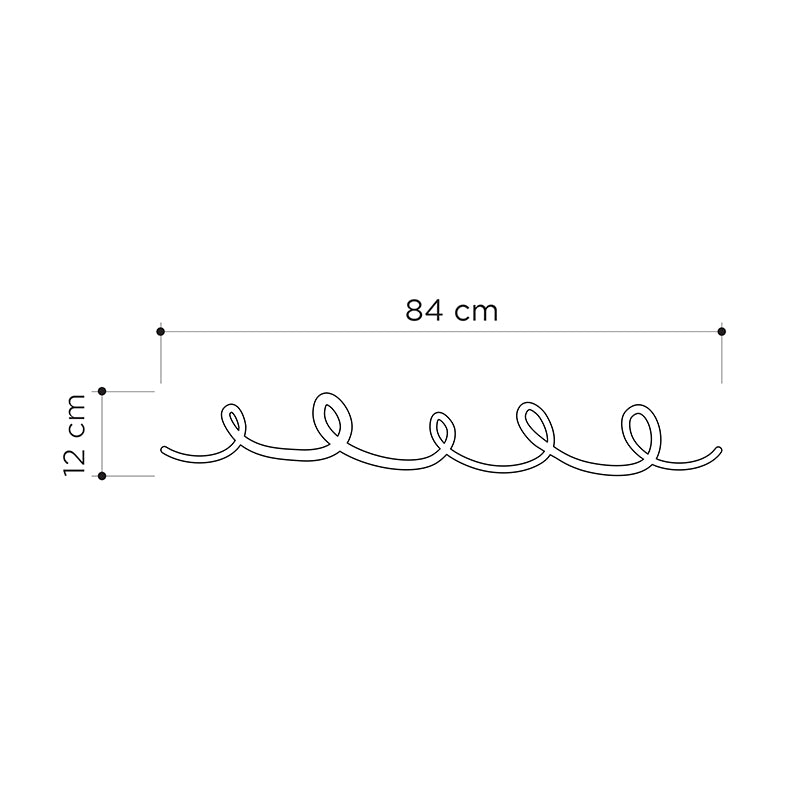 Metal Hanger WAVES in black color, measuring 84x3x12cm, showcasing a sleek and modern design suitable for home or business use.