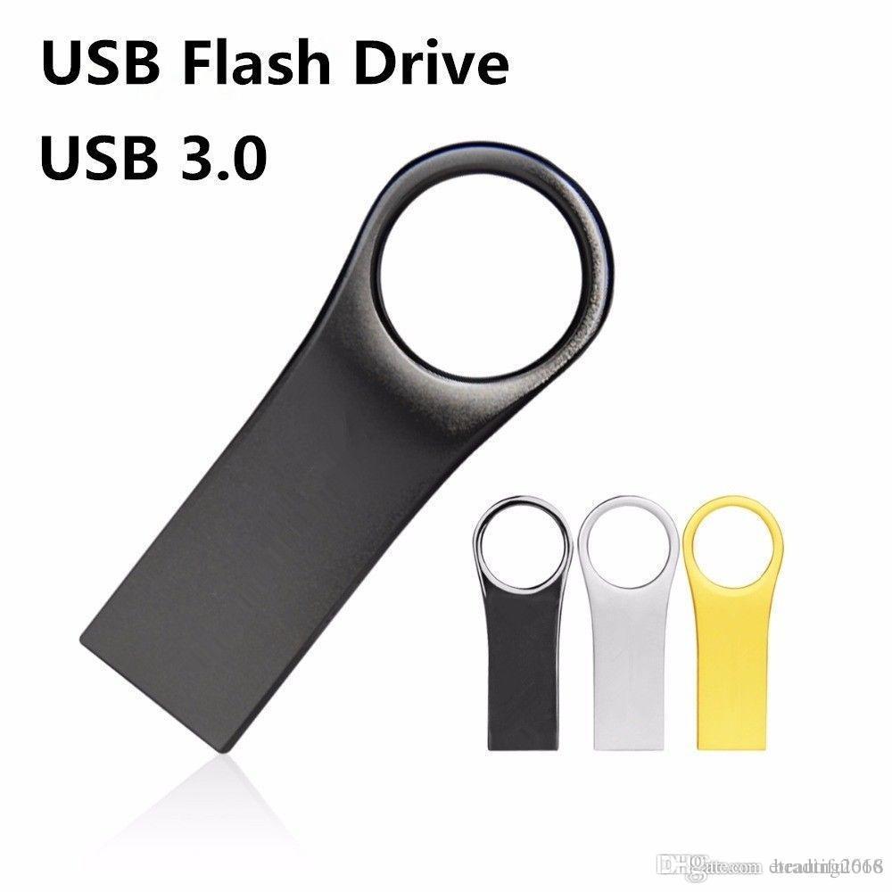 Metal Ring USB3.0 Waterproof Flash Drive with sleek design and various storage capacities.