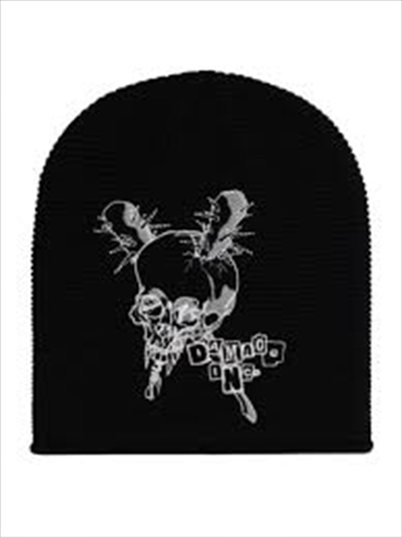 A stylish black beanie featuring the Metallica Damage Inc logo, perfect for fans and cold weather.