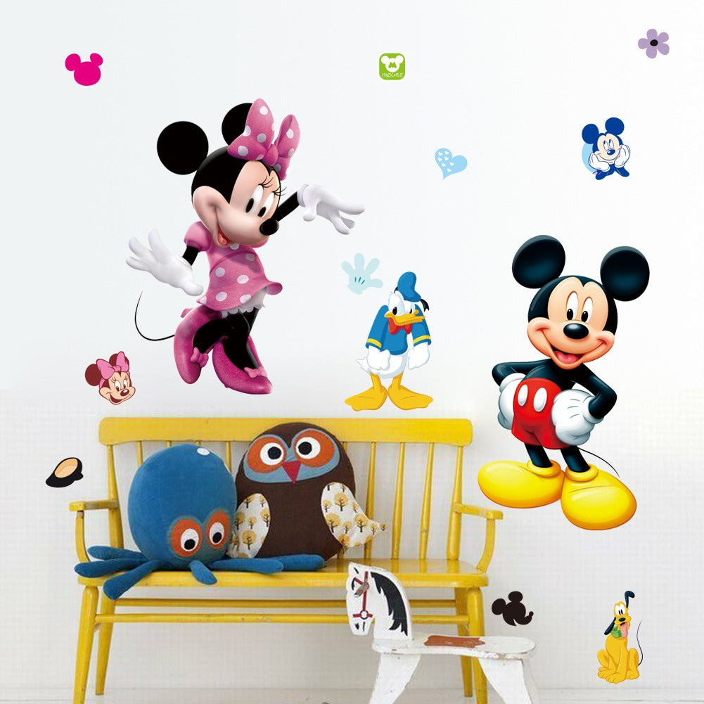 Mickey Minnie decorative painting wall sticker for children's room, featuring vibrant colors and playful design.