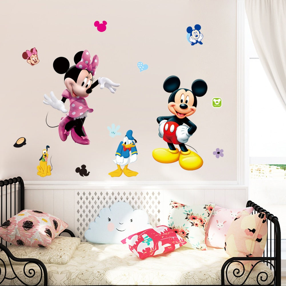 Mickey Minnie decorative painting wall sticker for children's room, featuring vibrant colors and playful design.