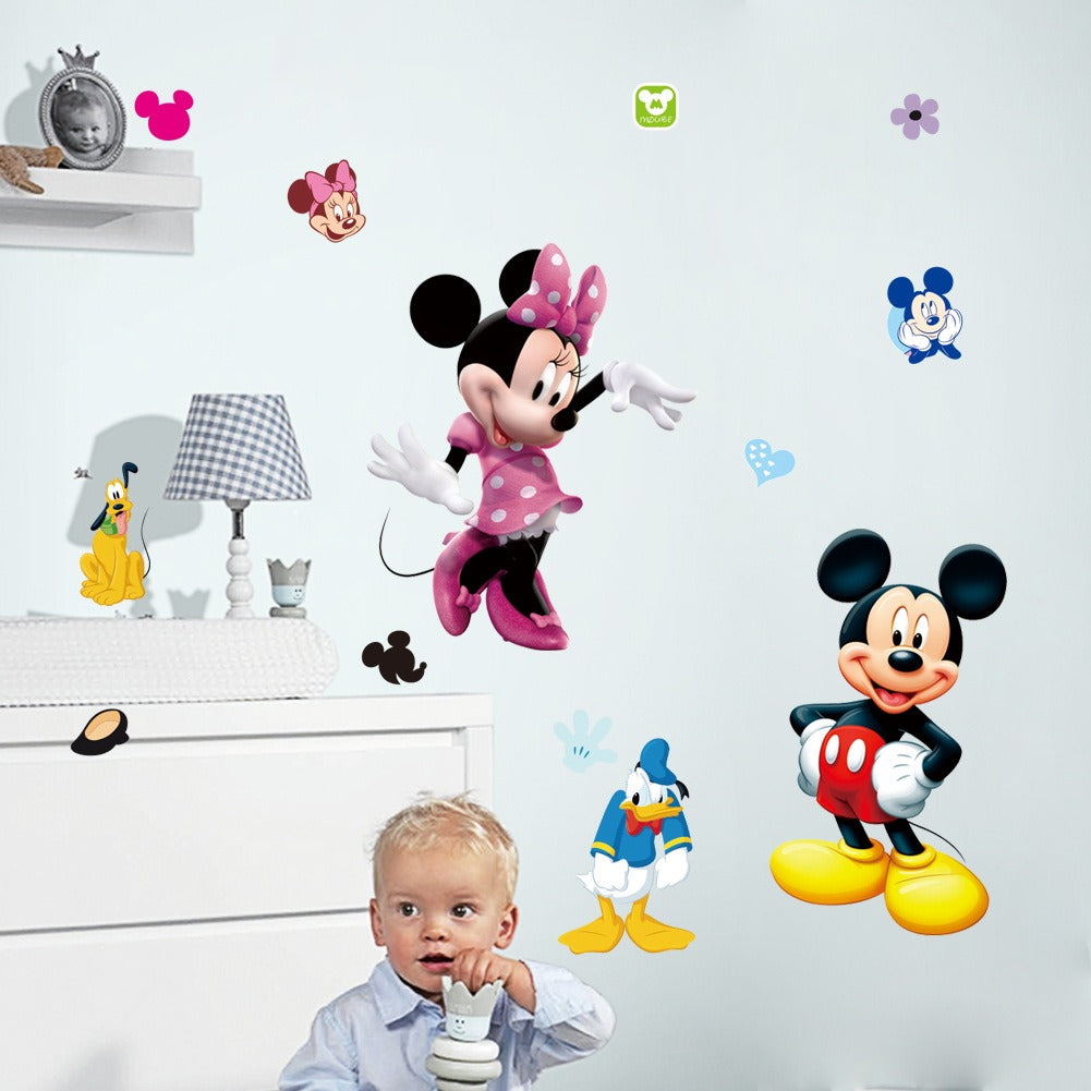 Mickey Minnie decorative painting wall sticker for children's room, featuring vibrant colors and playful design.