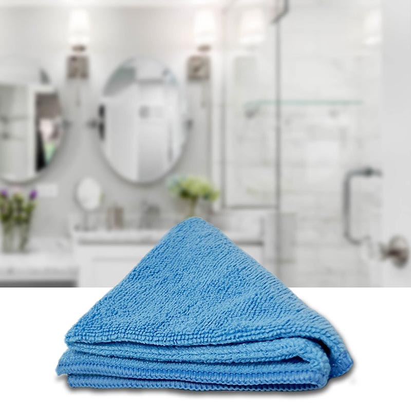 A high-quality microfiber towel designed for cleaning glass surfaces, featuring a soft texture and a 12x12 inch size.