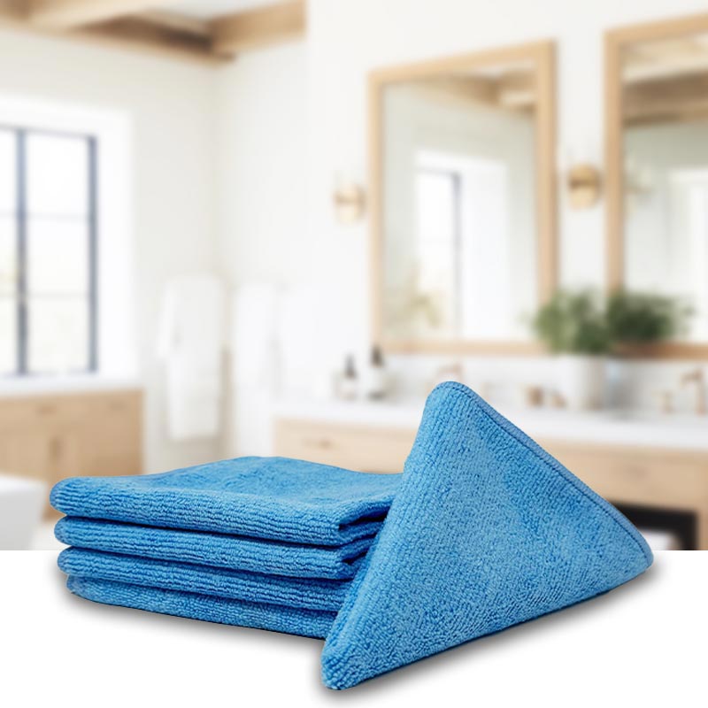 A high-quality microfiber towel designed for cleaning glass surfaces, featuring a soft texture and a 12x12 inch size.