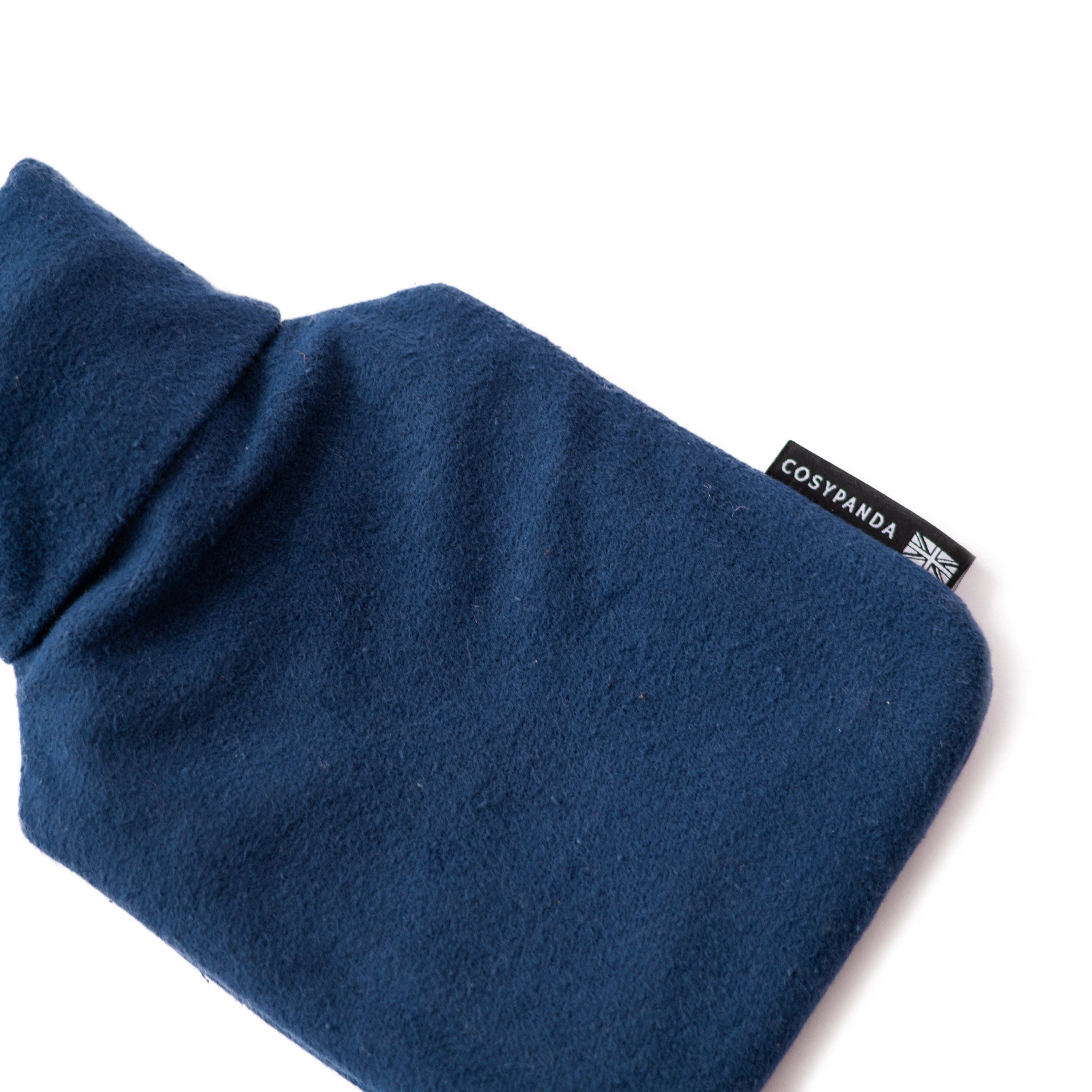 Midnight Blue Cotton 1L Hot Water Bottle with organic cotton cover and natural rubber bottle, perfect for warmth and comfort.