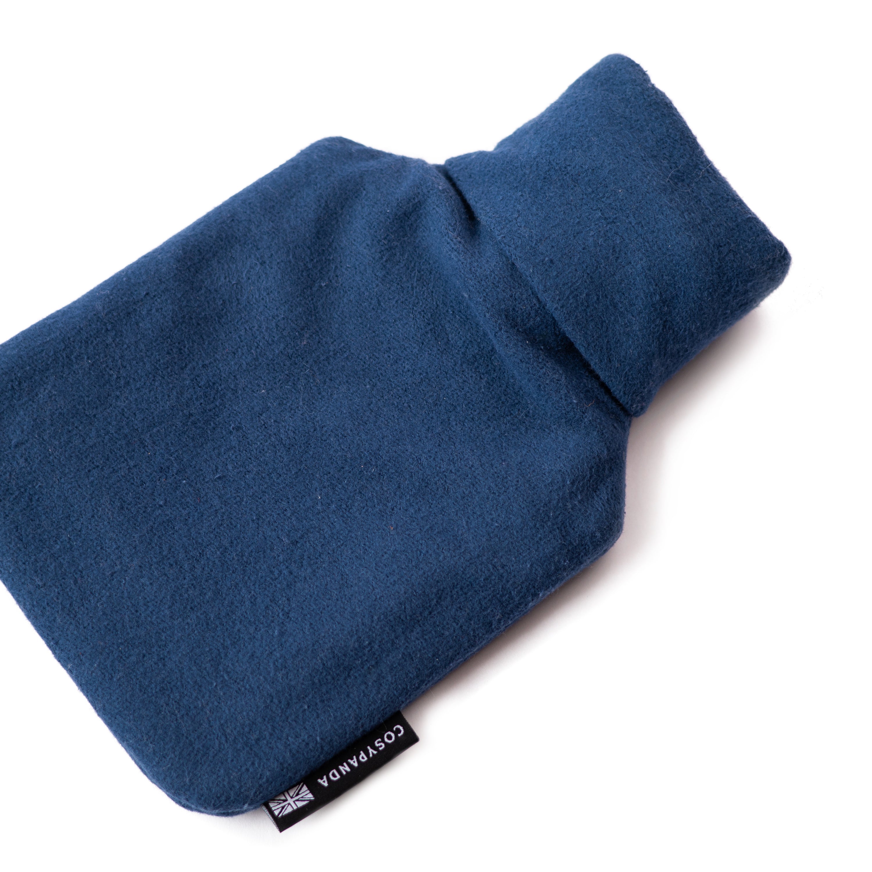 Midnight Blue Cotton 1L Hot Water Bottle with organic cotton cover and natural rubber bottle, perfect for warmth and comfort.