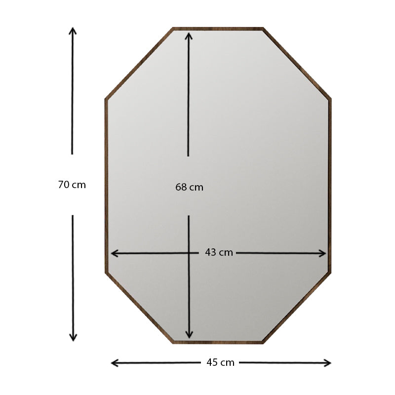 CHIARA Walnut Wall Mirror with elegant design and melamine finish, measuring 45x2x70 cm, perfect for home or business use.