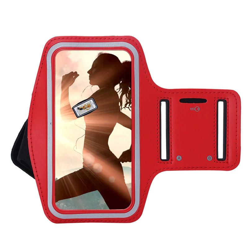 Adjustable mobile phone armband for iPhone 8 Plus, designed for gym and running activities, made from high-quality textile material.