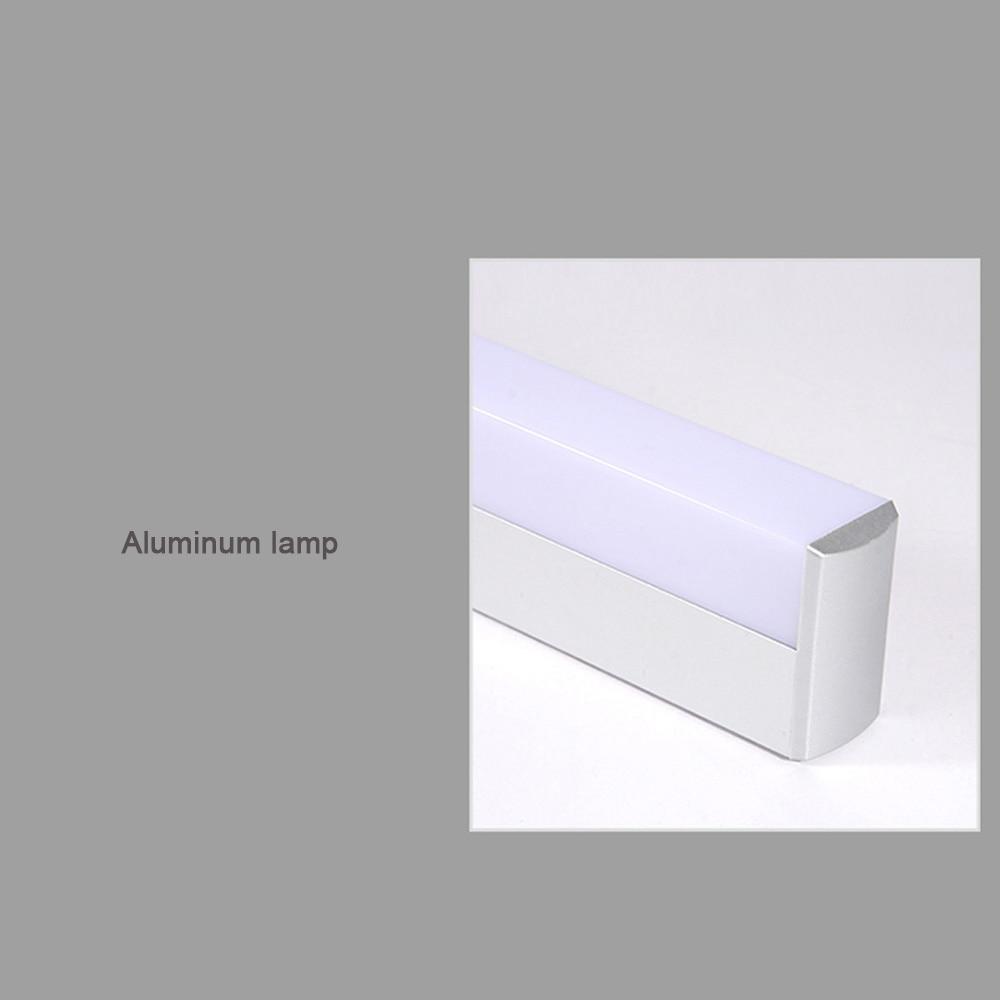 Modern LED Mirror Light in stainless steel, waterproof design, wall-mounted fixture for bathroom lighting.