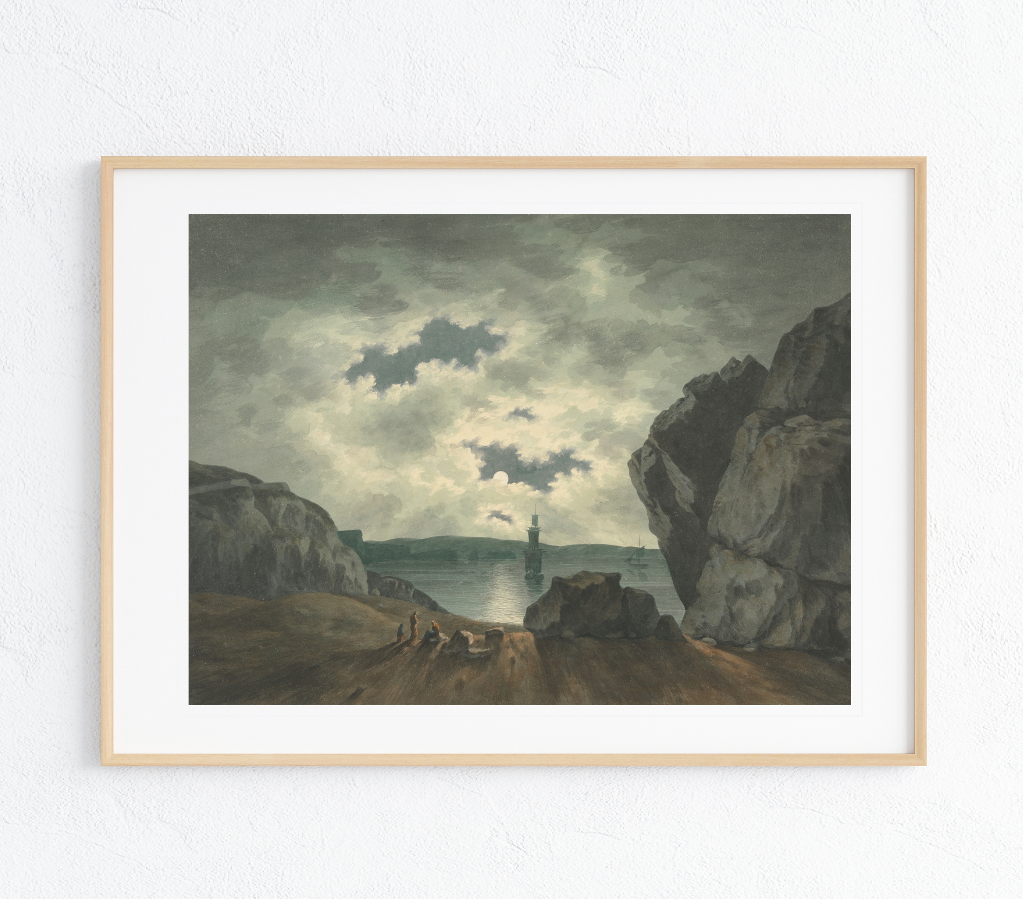 Moonlight Art Print featuring a vibrant landscape on museum-grade canvas, showcasing rich colors and textures.