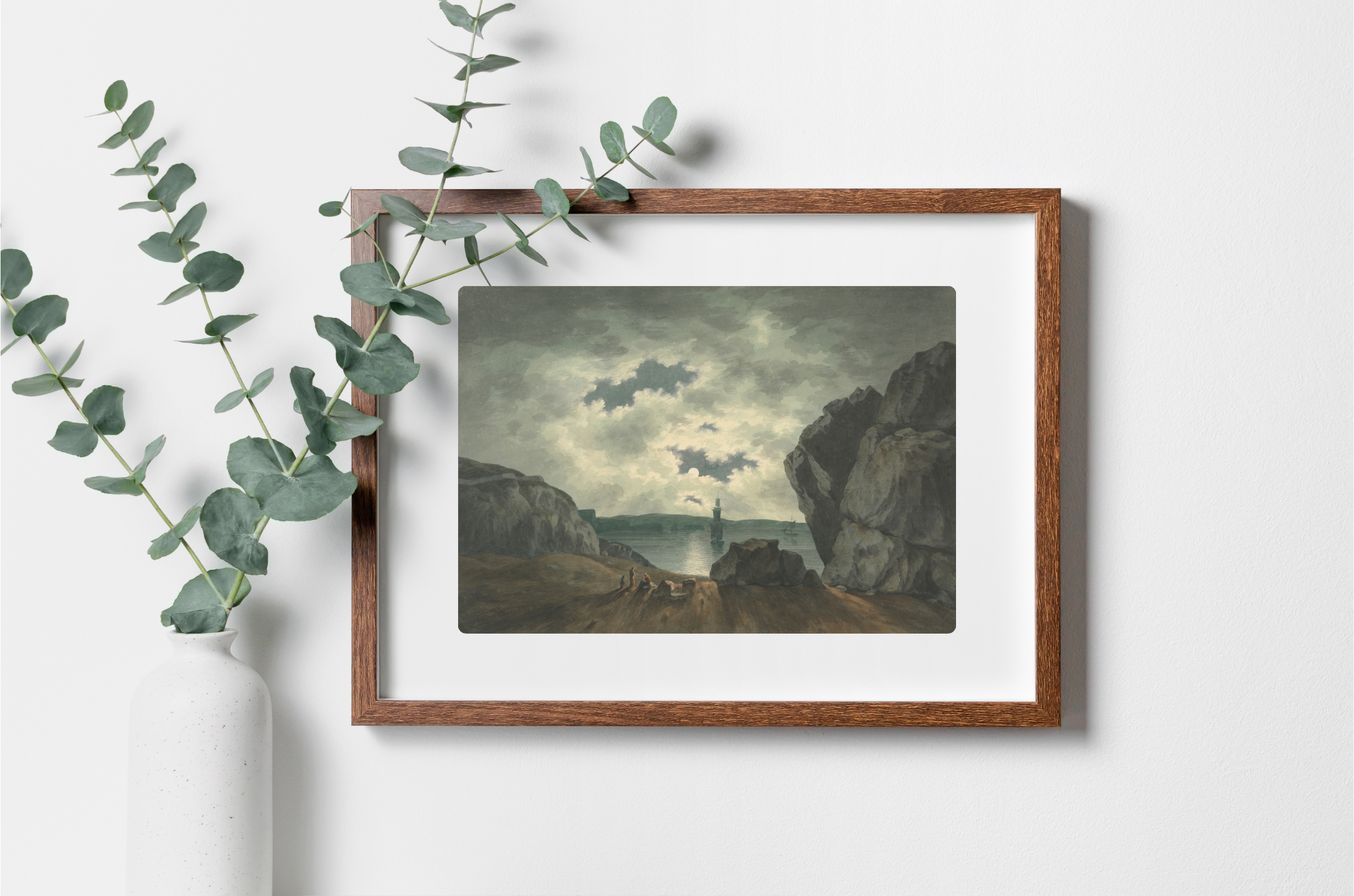 Moonlight Art Print featuring a vibrant landscape on museum-grade canvas, showcasing rich colors and textures.