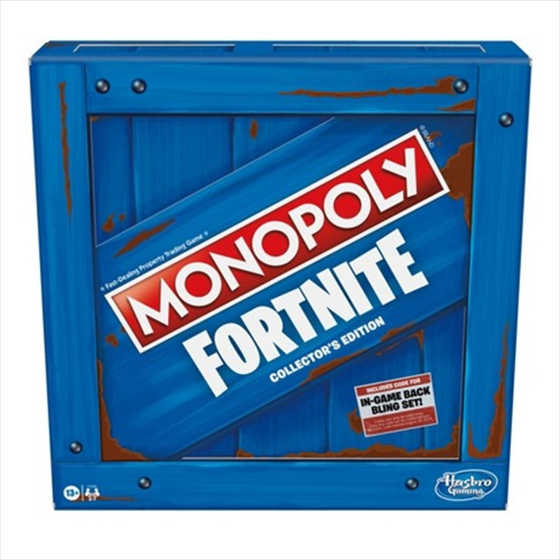 Monopoly Fortnite Collectors Edition game box featuring vibrant artwork and iconic Fortnite characters.