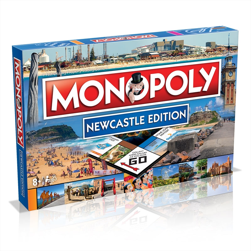 Monopoly - Newcastle Edition board game featuring iconic Newcastle landmarks and properties.