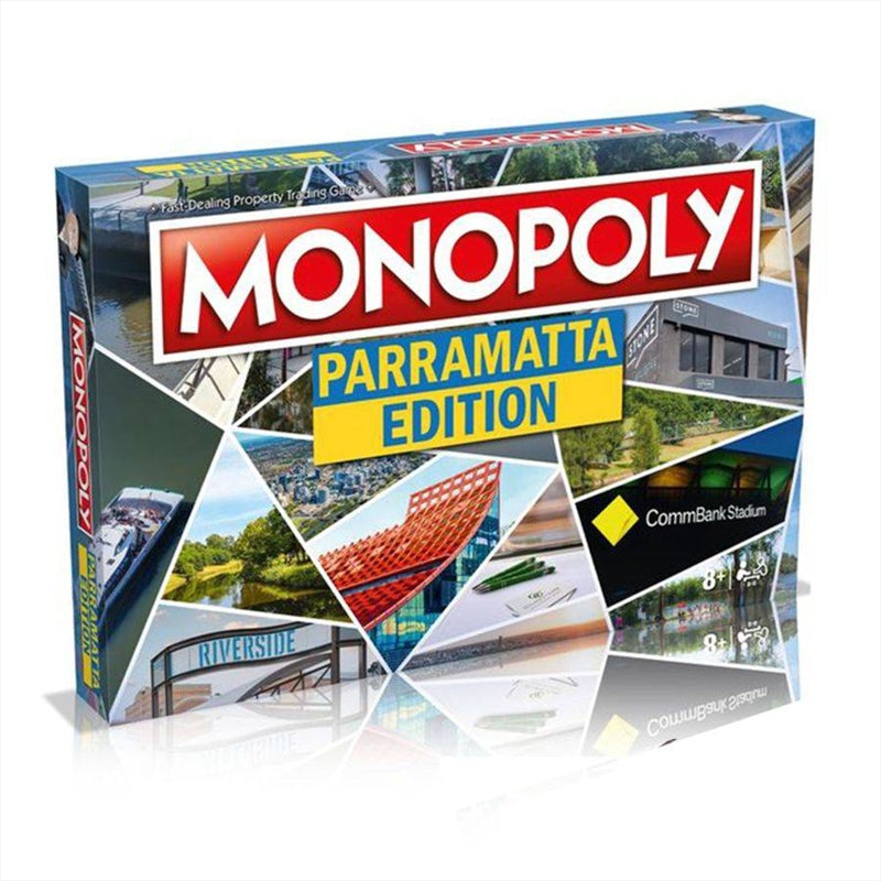 Monopoly Parramatta Edition board game featuring local landmarks and heritage photography.