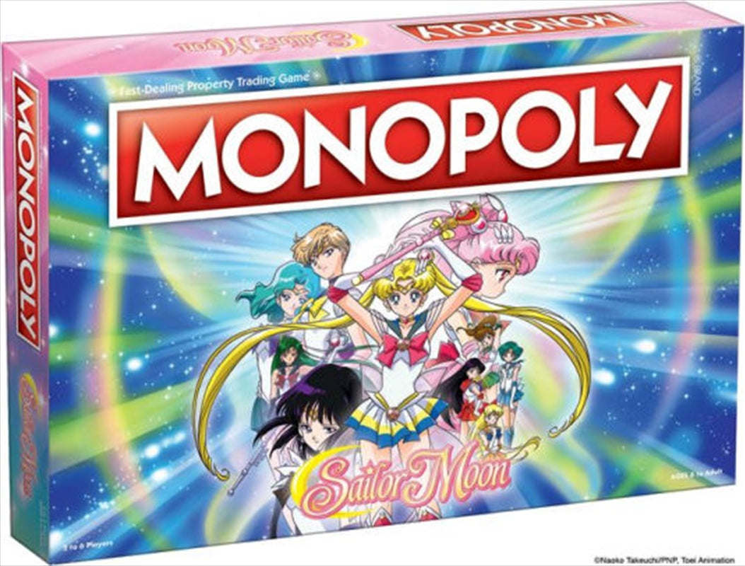 Monopoly Sailor Moon Edition board game featuring colorful characters and iconic locations from the anime.