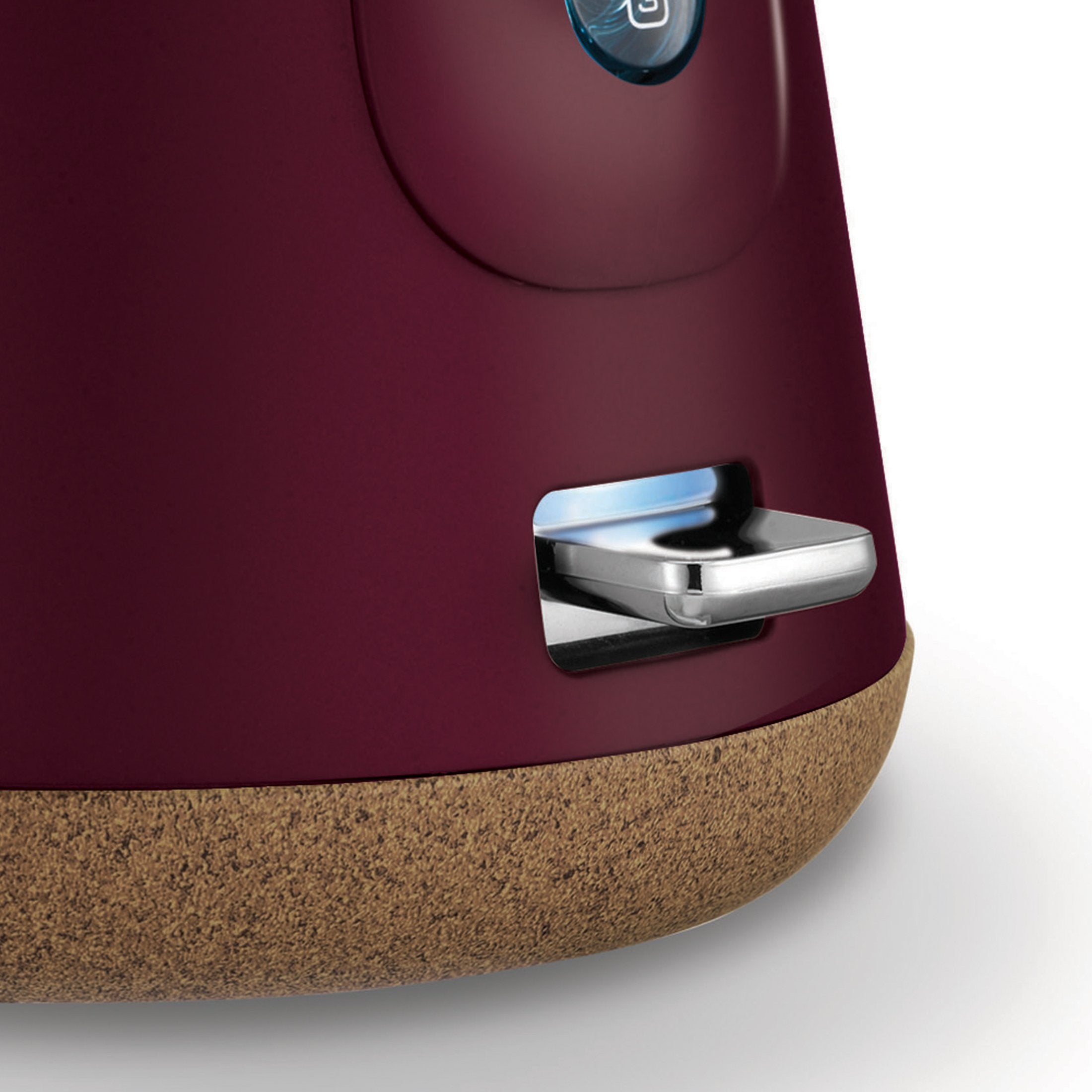 Morphy Richards 1.5L Aspect Kettle in maroon with cork-effect trim, showcasing its sleek design and modern features.