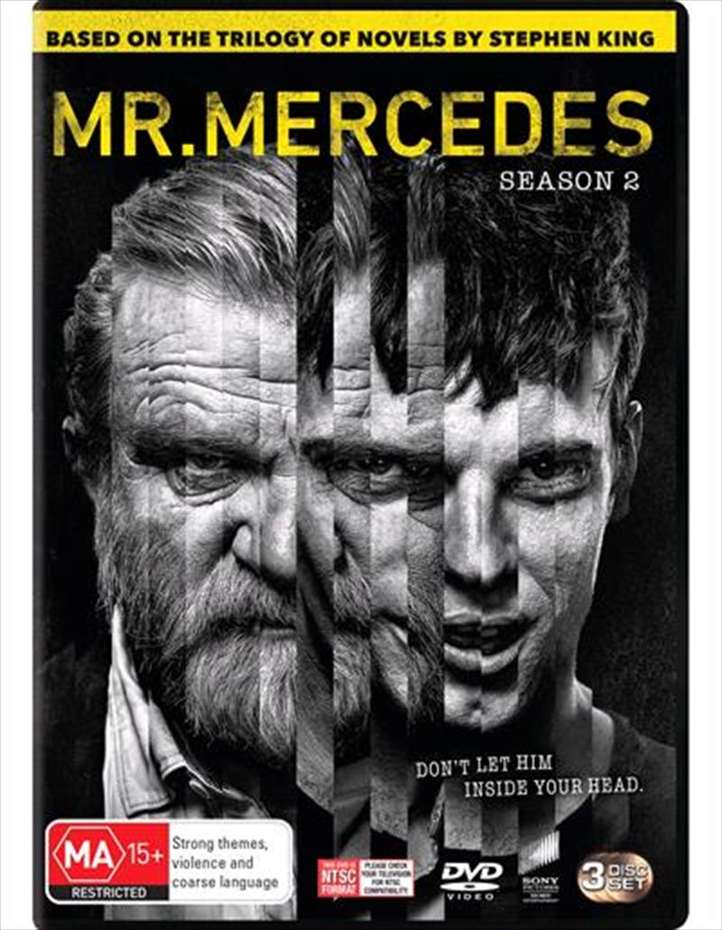 Mr. Mercedes - Season 2 DVD cover featuring suspenseful imagery and key characters.