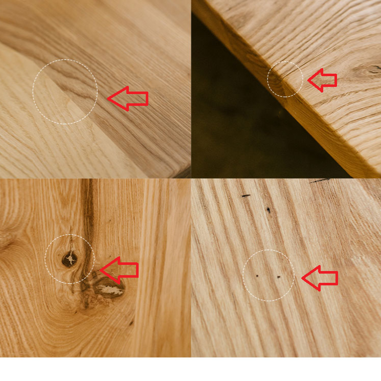 Close-up of wooden surface defects.