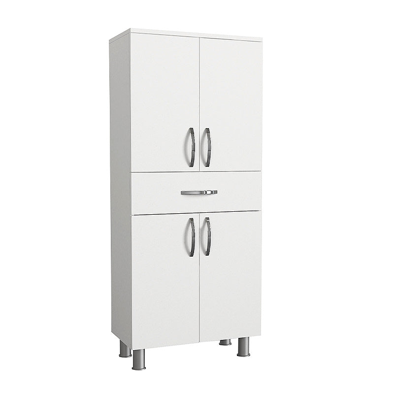 Multipurpose Cabinet MARTHA in white melamine, showcasing its sleek design and spacious storage capabilities.