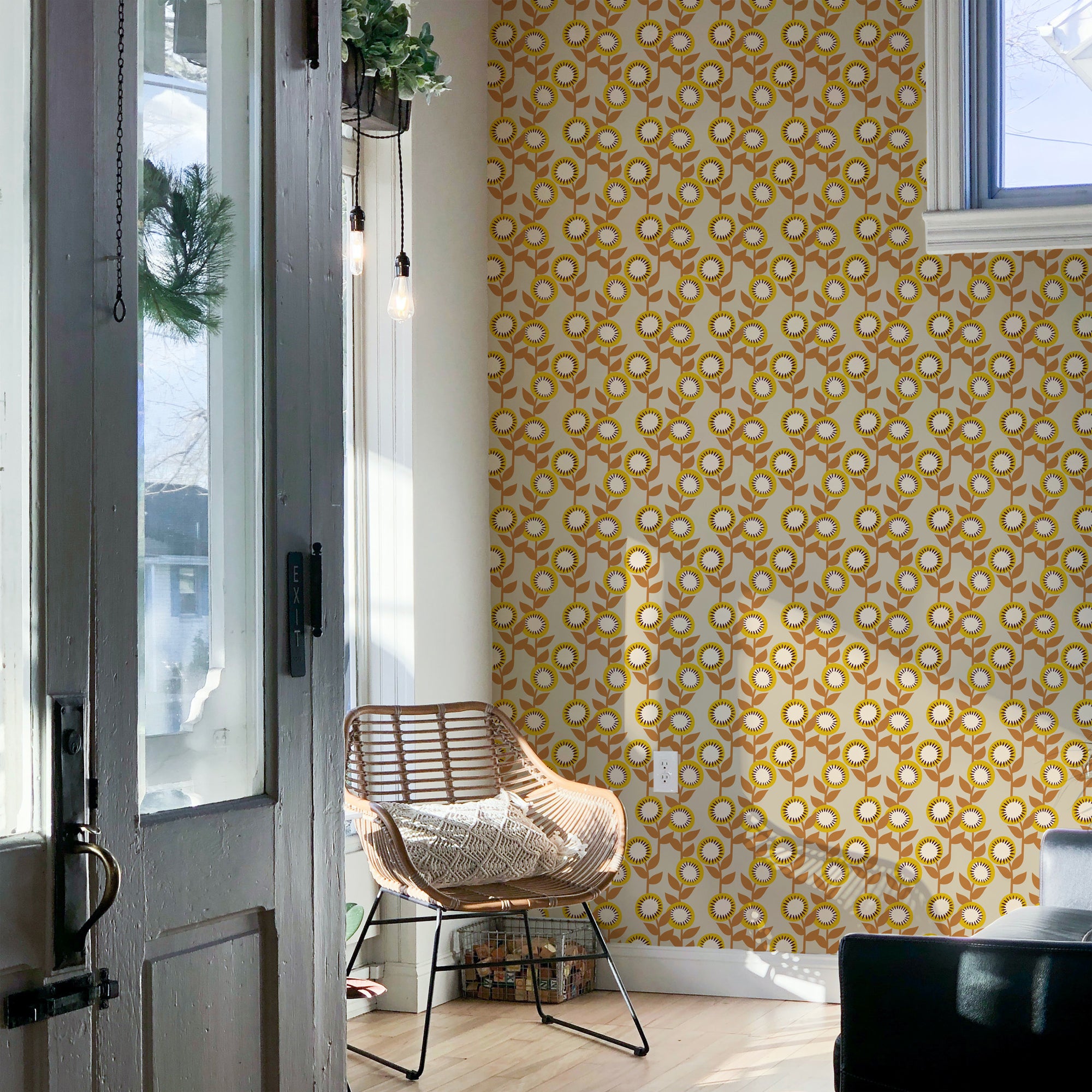 Mums the Word Wallpaper featuring a modern design with vibrant colors and bold patterns, perfect for home decor.