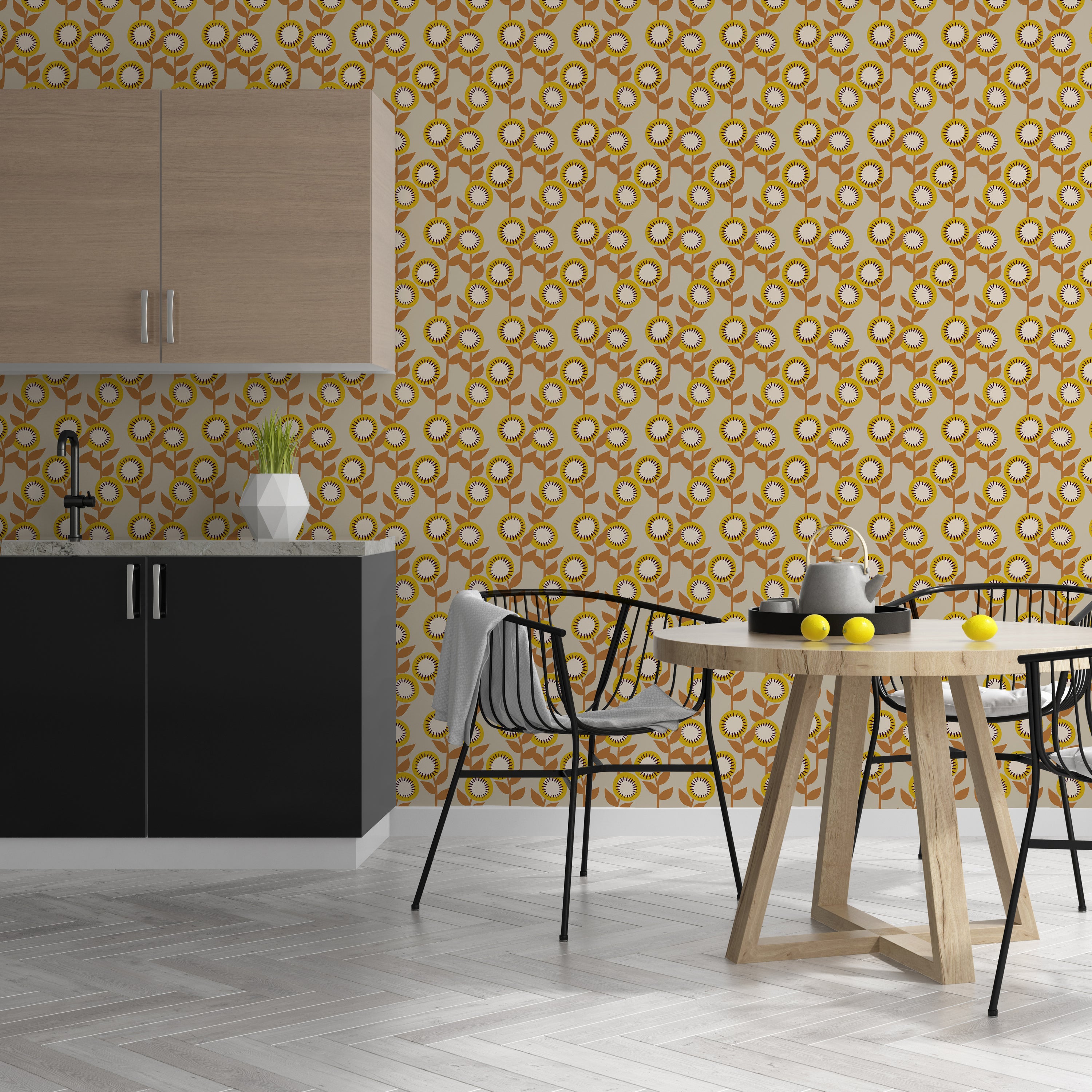 Mums the Word Wallpaper featuring a modern design with vibrant colors and bold patterns, perfect for home decor.