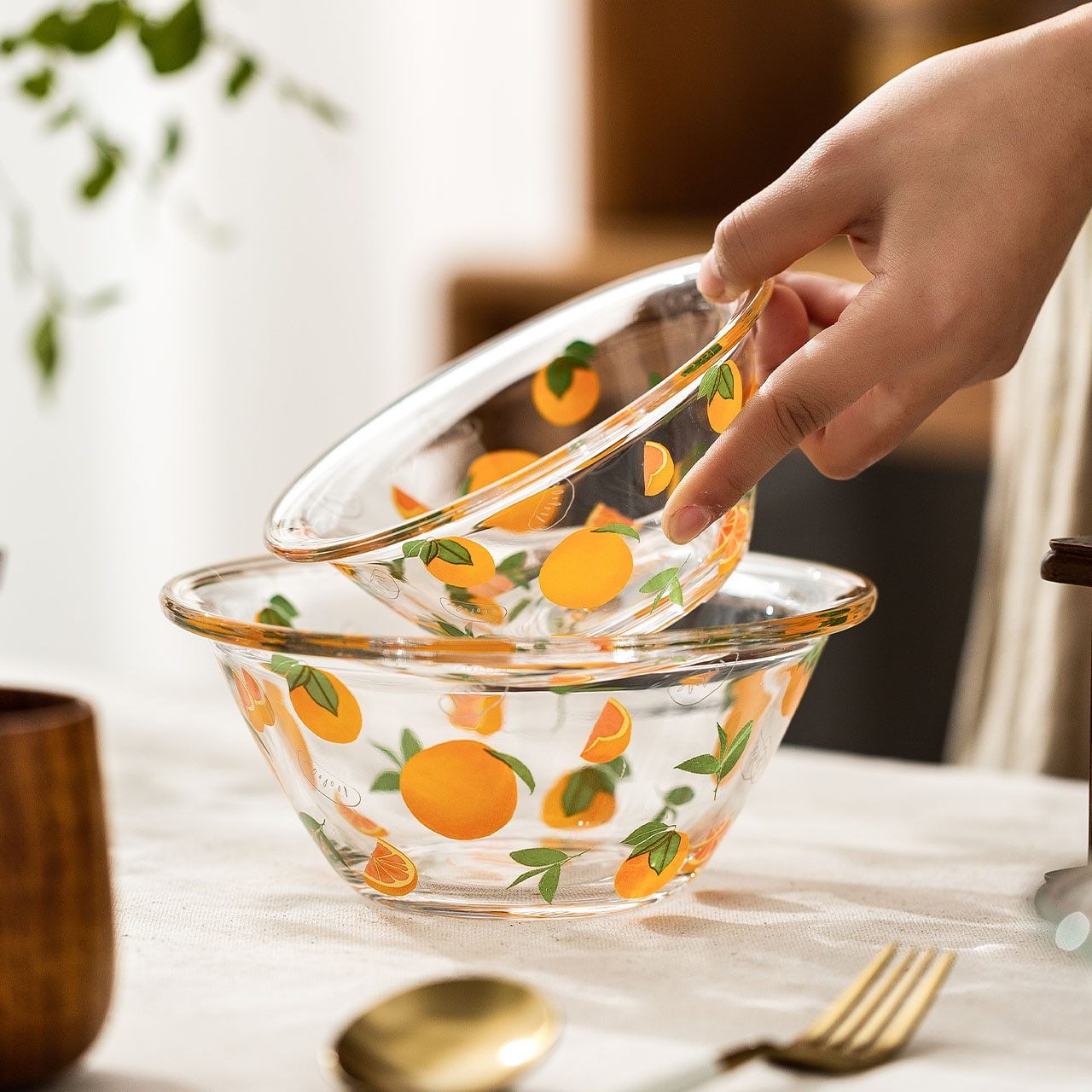 A beautifully handpainted Mushroom Glass Bowl featuring floral designs, perfect for serving and decoration.