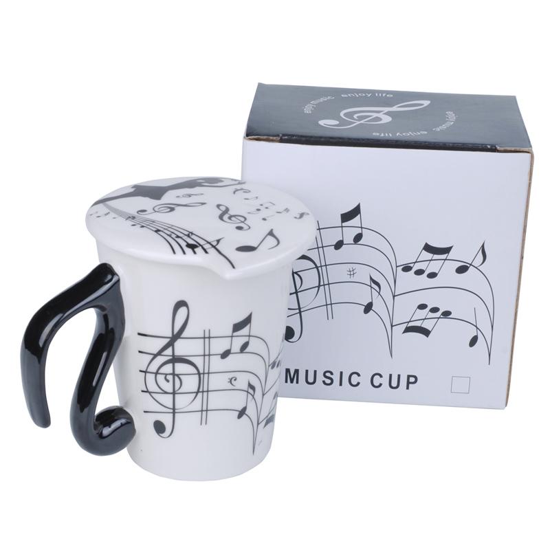 Musical Note Ceramic Coffee Mug with lid, featuring a ballet dancer design, perfect for coffee and tea lovers.