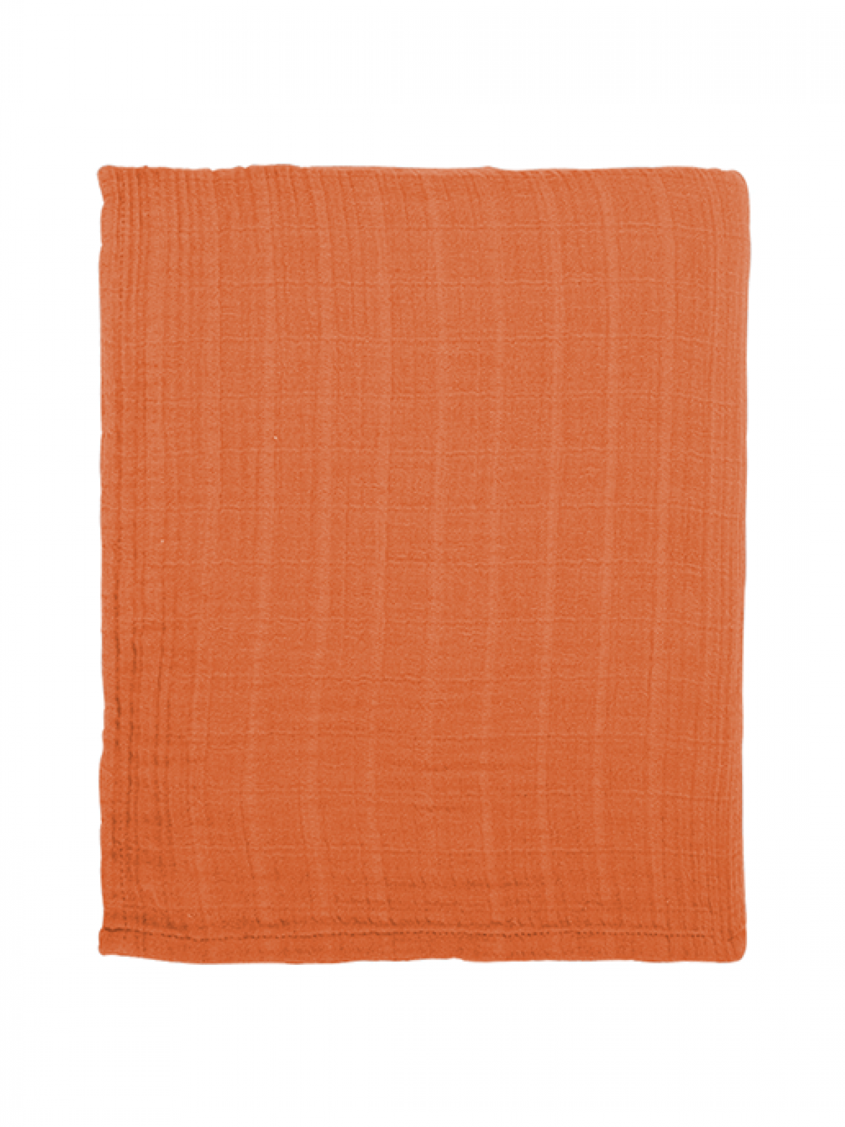 Muslin sängöverkast in Sienna color, showcasing soft, eco-friendly fabric draped elegantly over a bed.