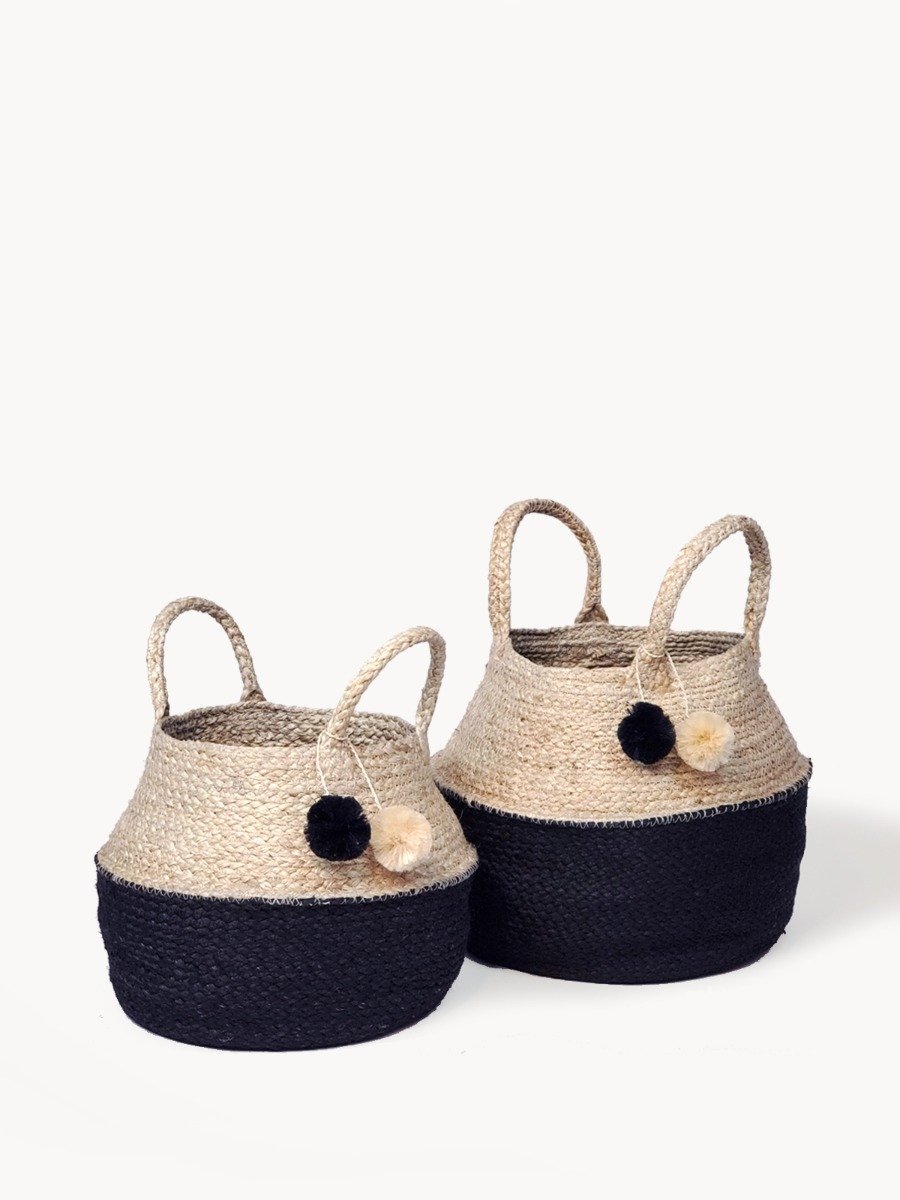 Naiya Foldable Basket Bag made from hand-woven jute, showcasing its natural color and collapsible design.