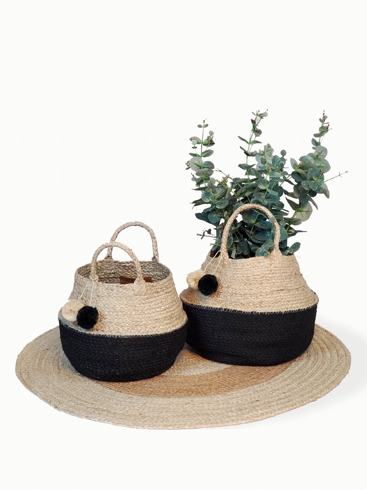 Naiya Foldable Basket Bag made from hand-woven jute, showcasing its natural color and collapsible design.