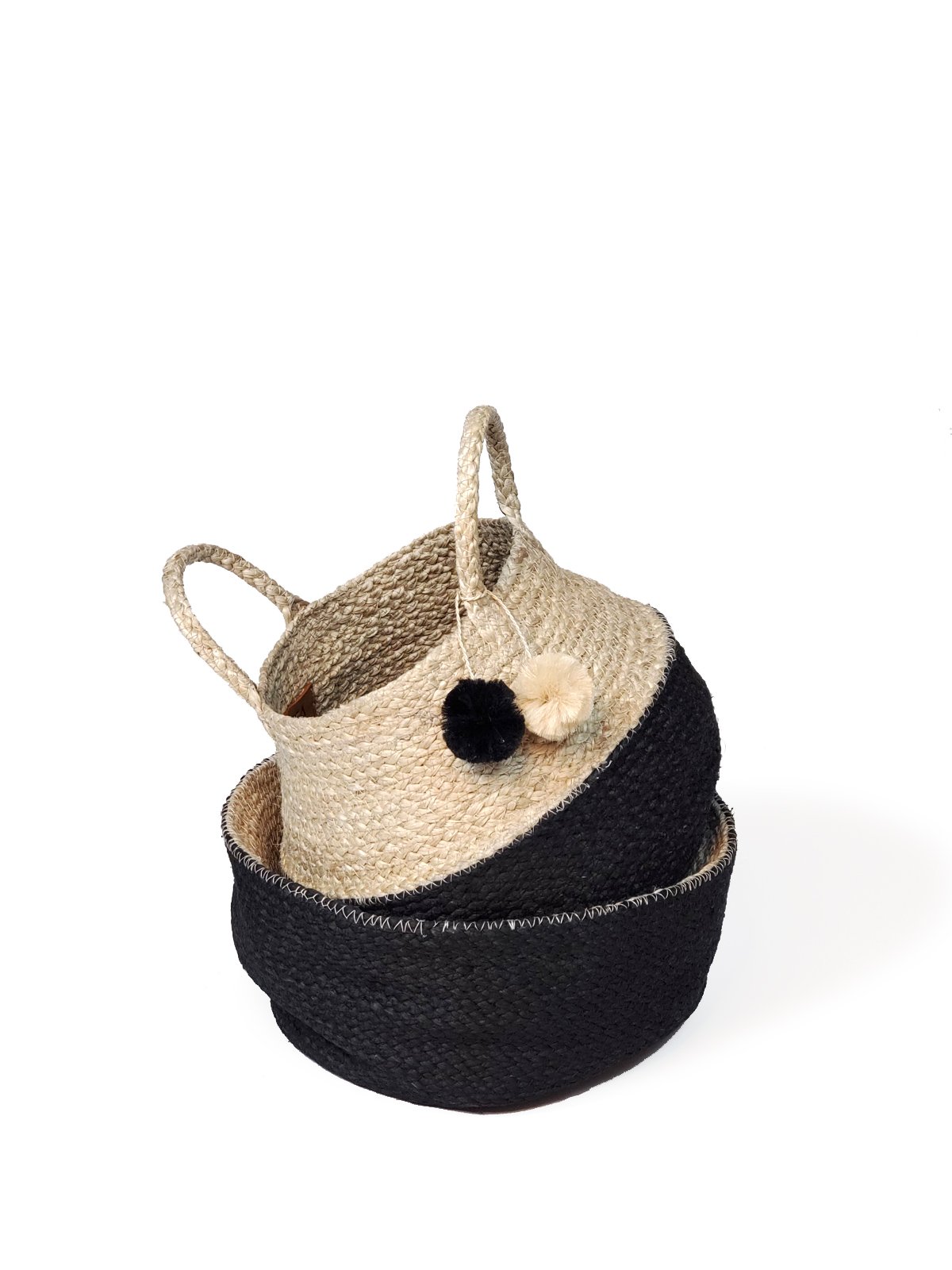 Naiya Foldable Basket Bag made from hand-woven jute, showcasing its natural color and collapsible design.