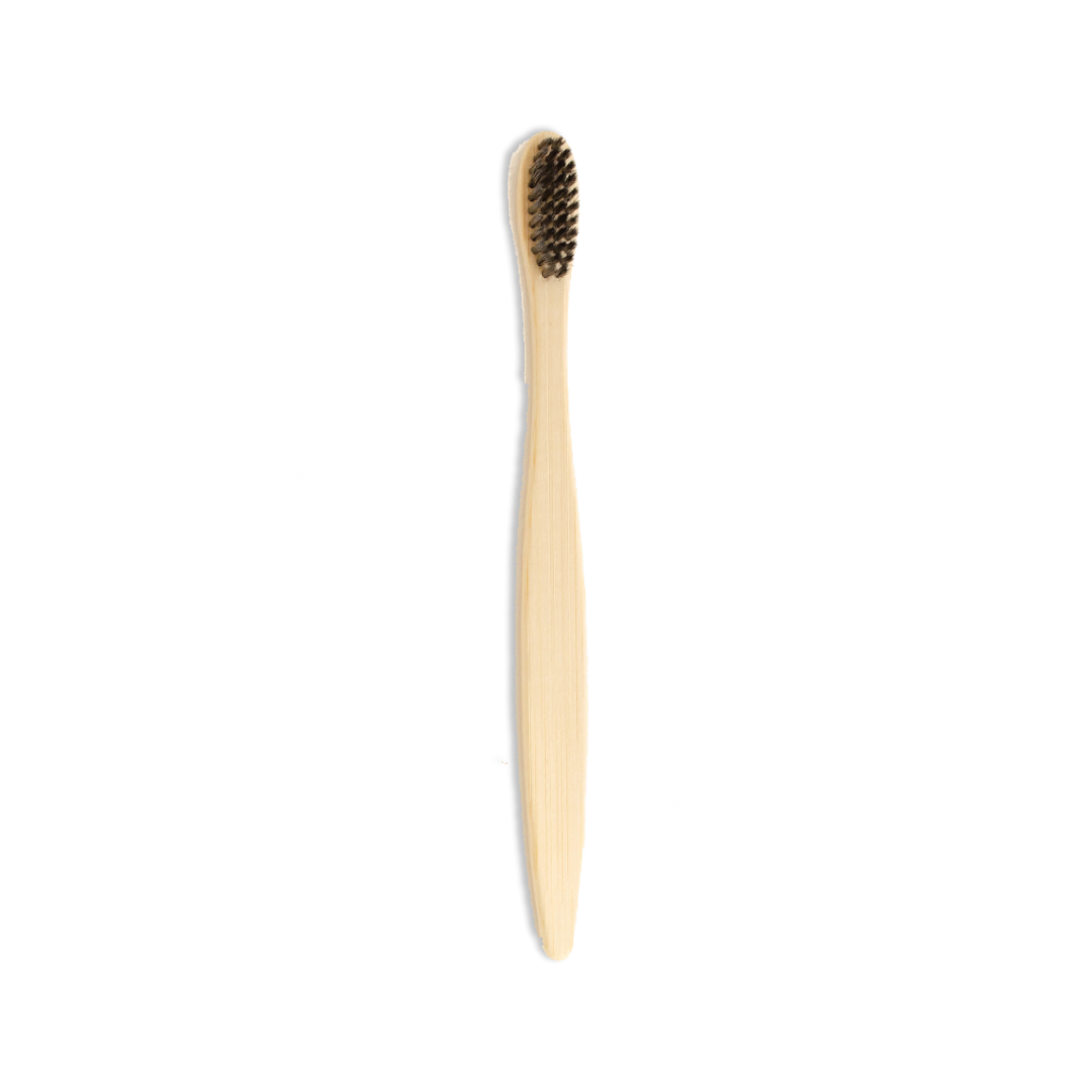 Natural Bamboo Toothbrush with soft bristles and smooth handle, ideal for eco-friendly oral care.