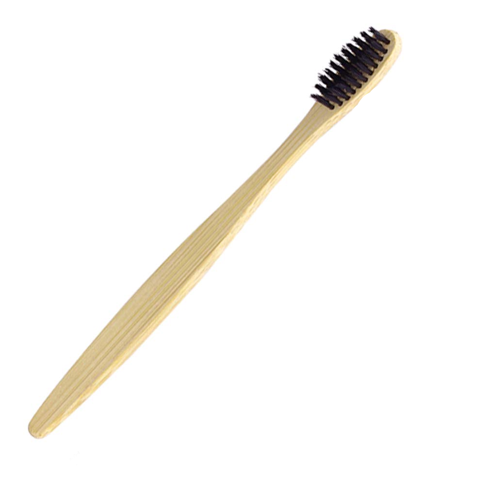 Natural Bamboo Toothbrush with soft bristles and smooth handle, ideal for eco-friendly oral care.